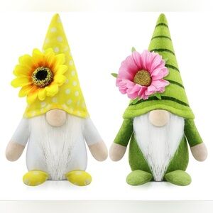 Set of 2 Spring Gnomes Plush Sunflowers Summer Gnome Decorations